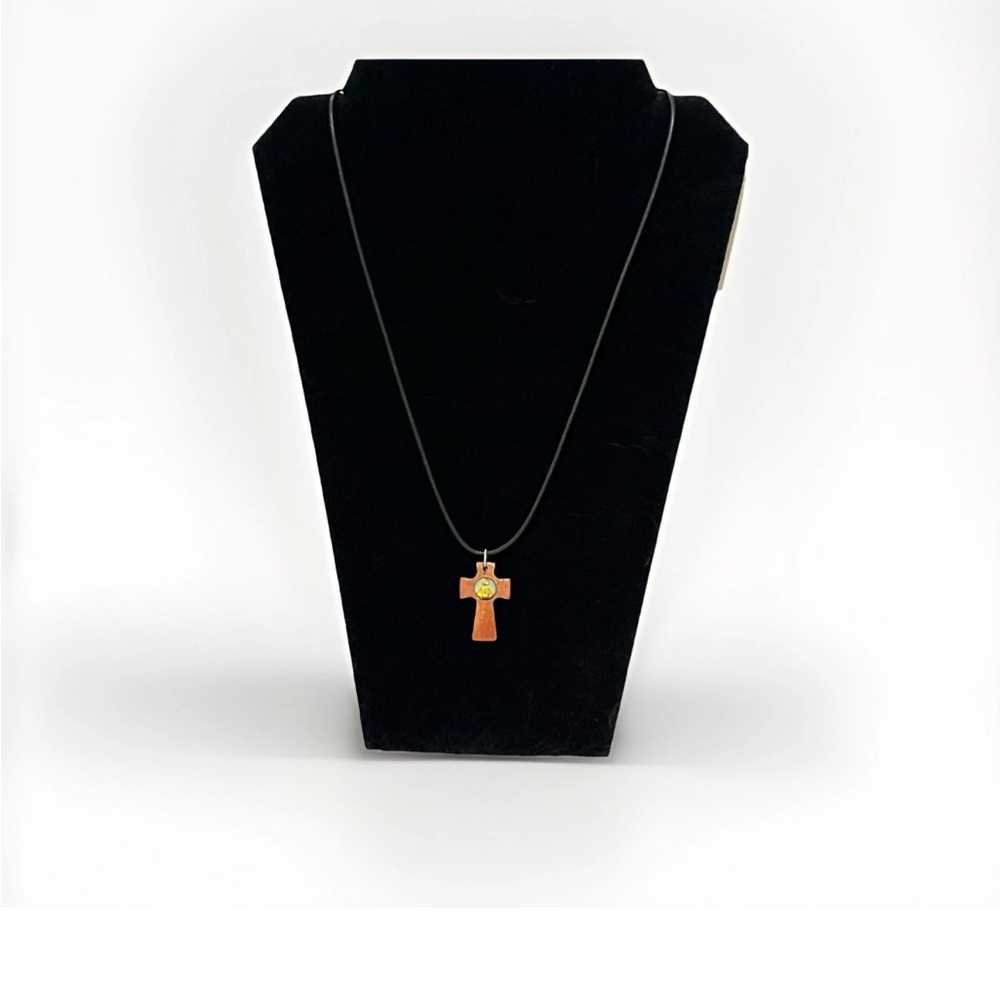 Pendant Wood Saint Benedict Crucifix Pendant. Religious Pendants. Christianity.